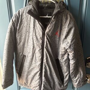 Gray Kids Jacket with Red Logo